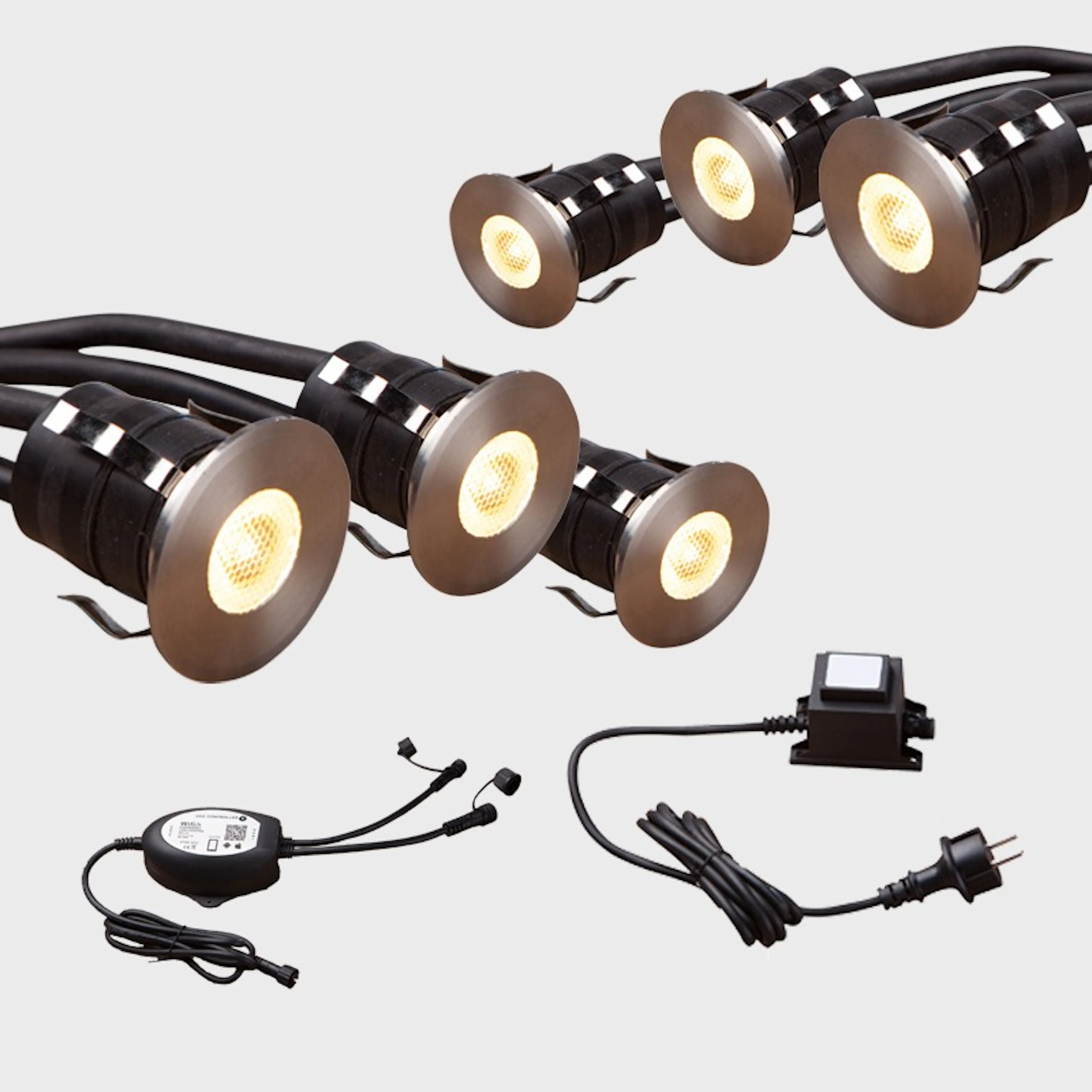Däckpaket Heissner Smart Light 6 st Däcksbelysning Transformator Wi-Fi RGB-kontroll