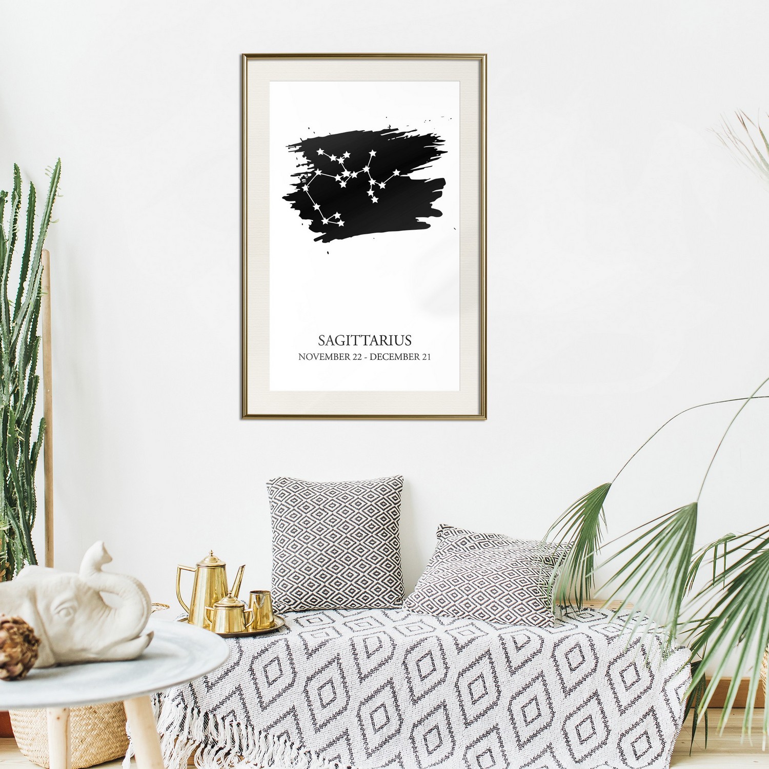 Affisch - Zodiac Signs: Sagittarius [Poster] 40x60 Guld ram med passepartout, 40x60 cm