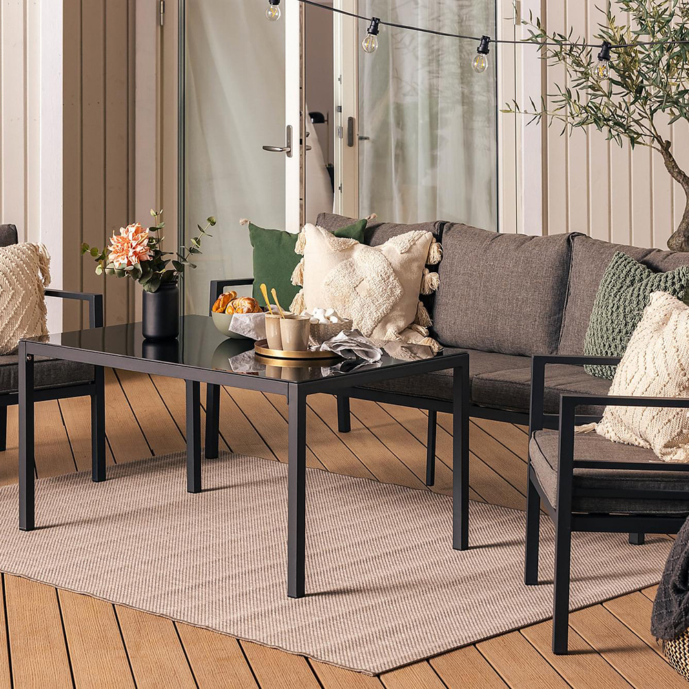 Loungegrupp Comfort Garden Ariany Utemöbler i Svart Aluminium