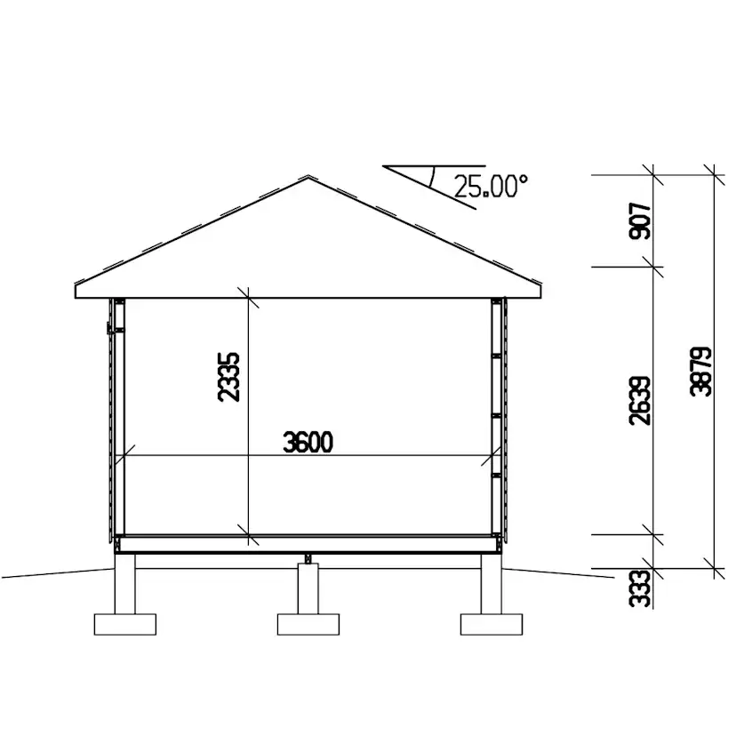 Attefallshus Vibostugan Njuta 25-4 24,3 m² Trähus med Sadeltak