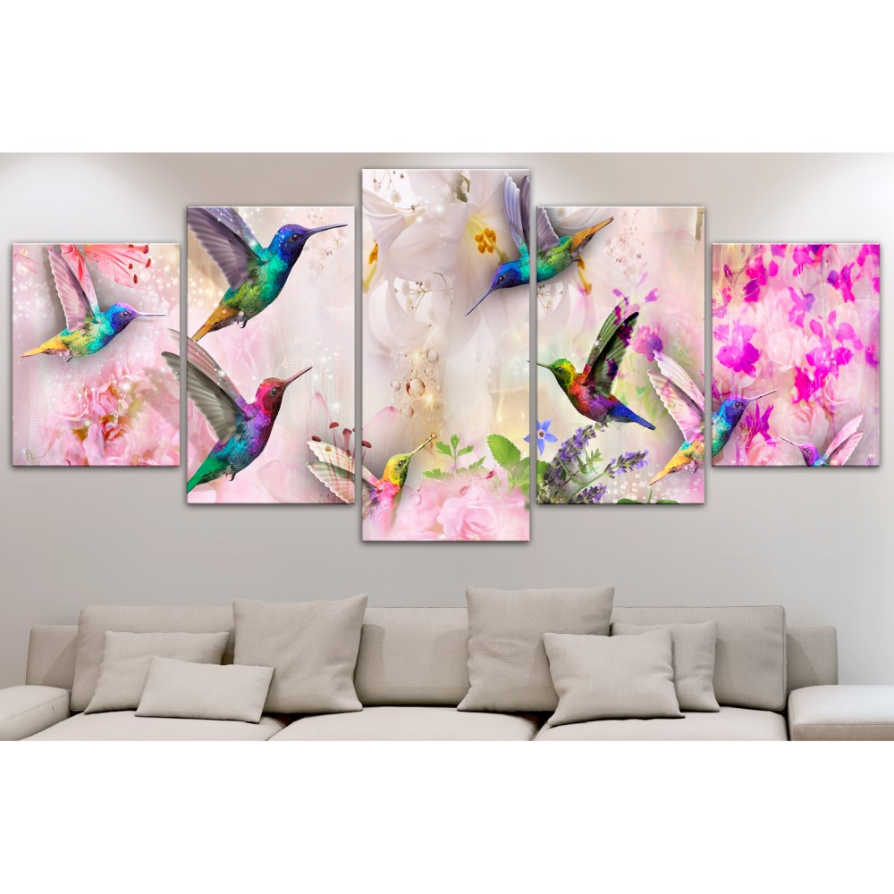 Tavla Arkiio Colourful Hummingbirds Pink 5 delar
