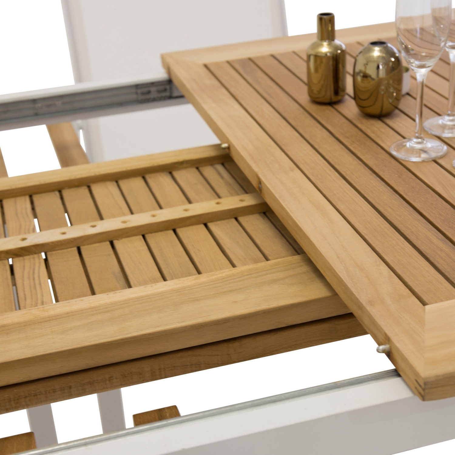 Panama - Table - 160/240*90 - Vit Alu/Teak Vit/Teak