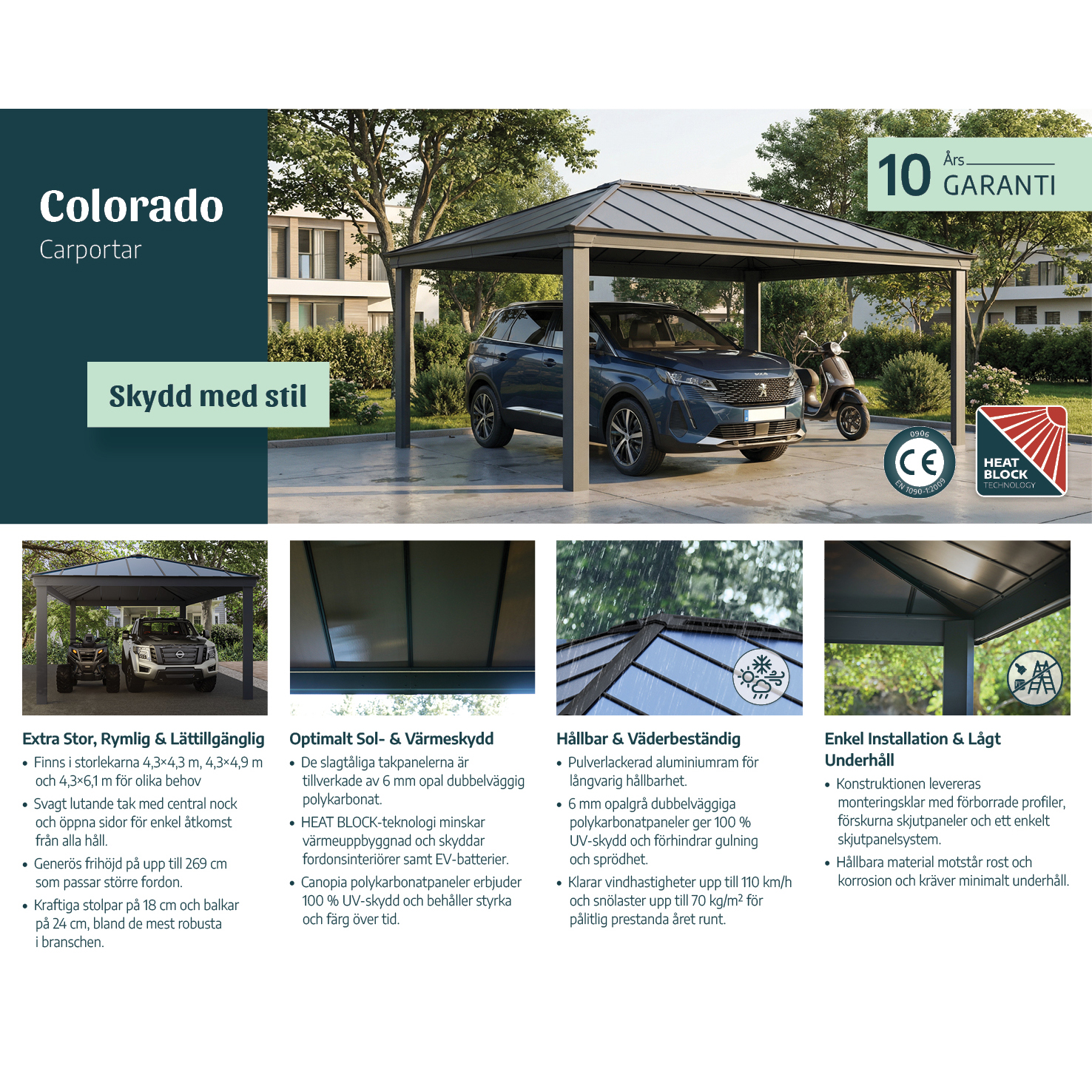 Carport Canopia by Palram Colorado Metall Dubbel Apex 4,3 X 5 m