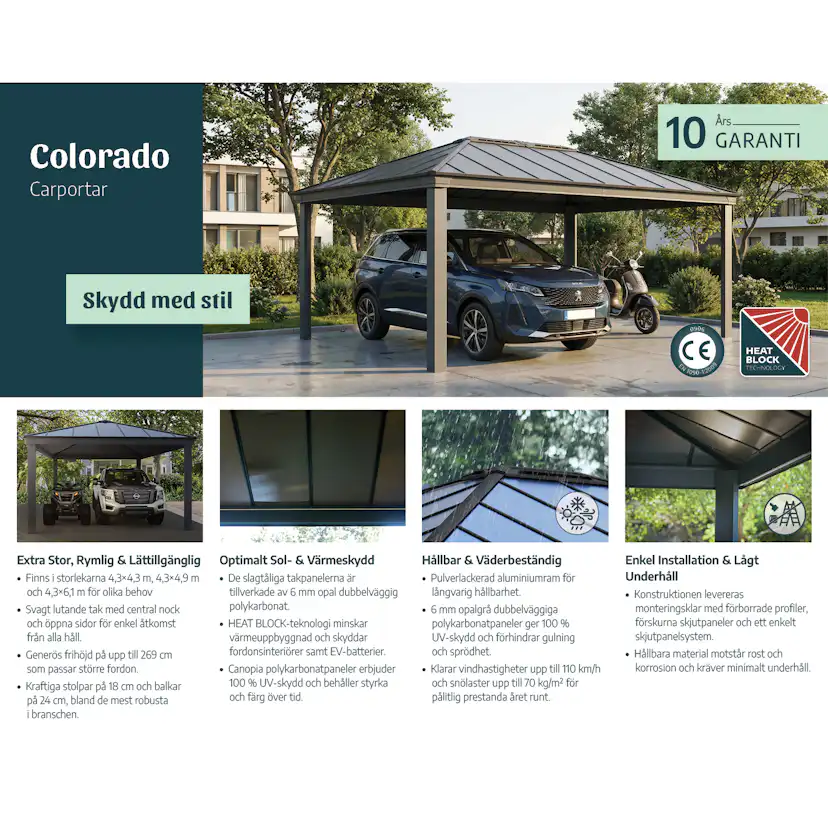 Carport Canopia by Palram Colorado Metall Dubbel Apex 4,3 X 5 m