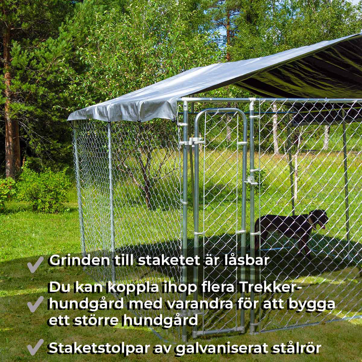 Trekker hundgård med tak, 3 x 3m 3x3 m