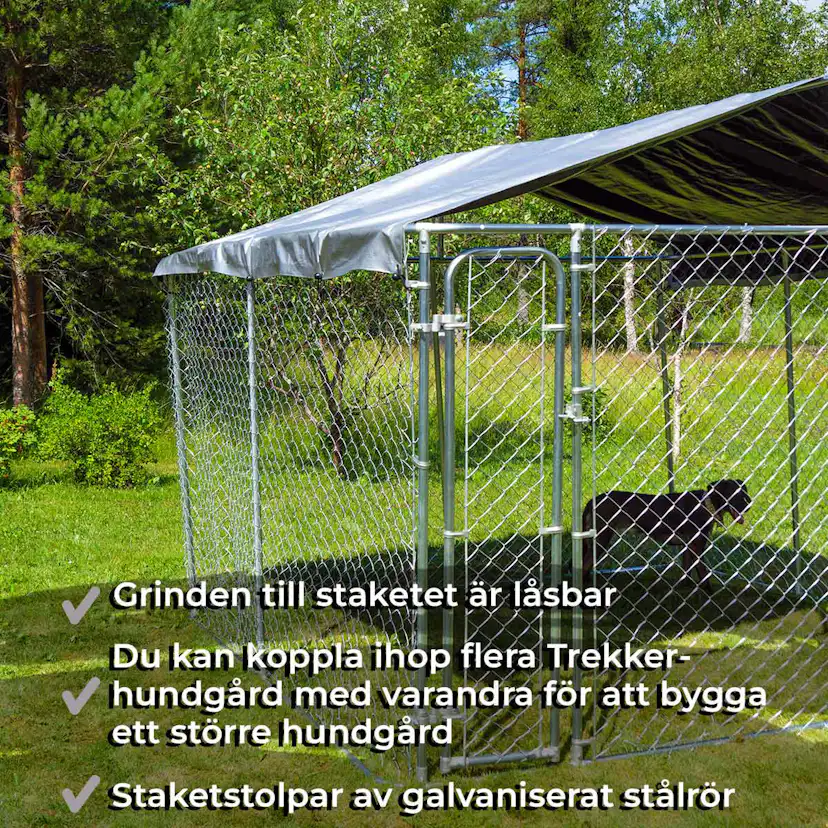 Trekker hundgård med tak, 3 x 3m 3x3 m