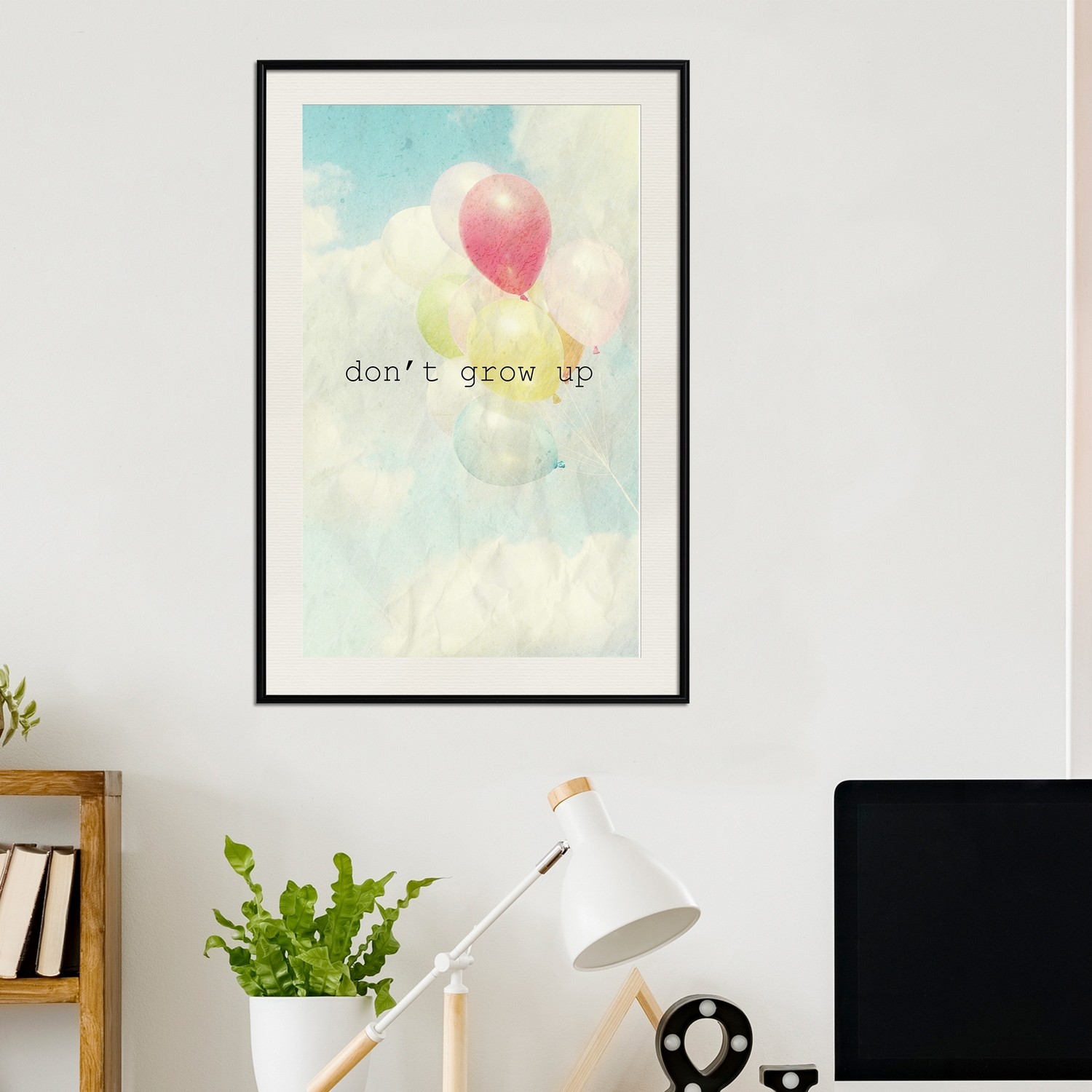 Affisch - Don't Grow Up [Poster] 30x45 Svart ram med passepartout, 30x45 cm