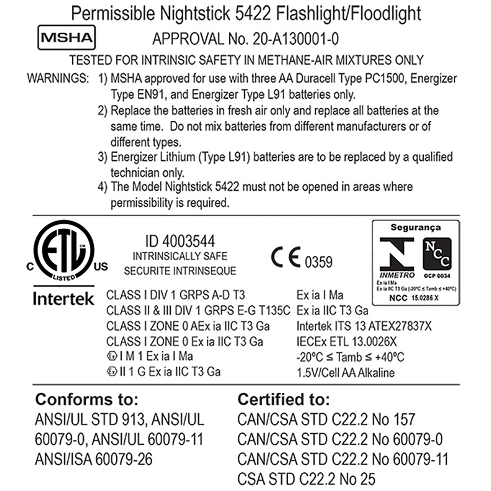 Ficklampa Nightstick XPP-5422GA LED ATEX