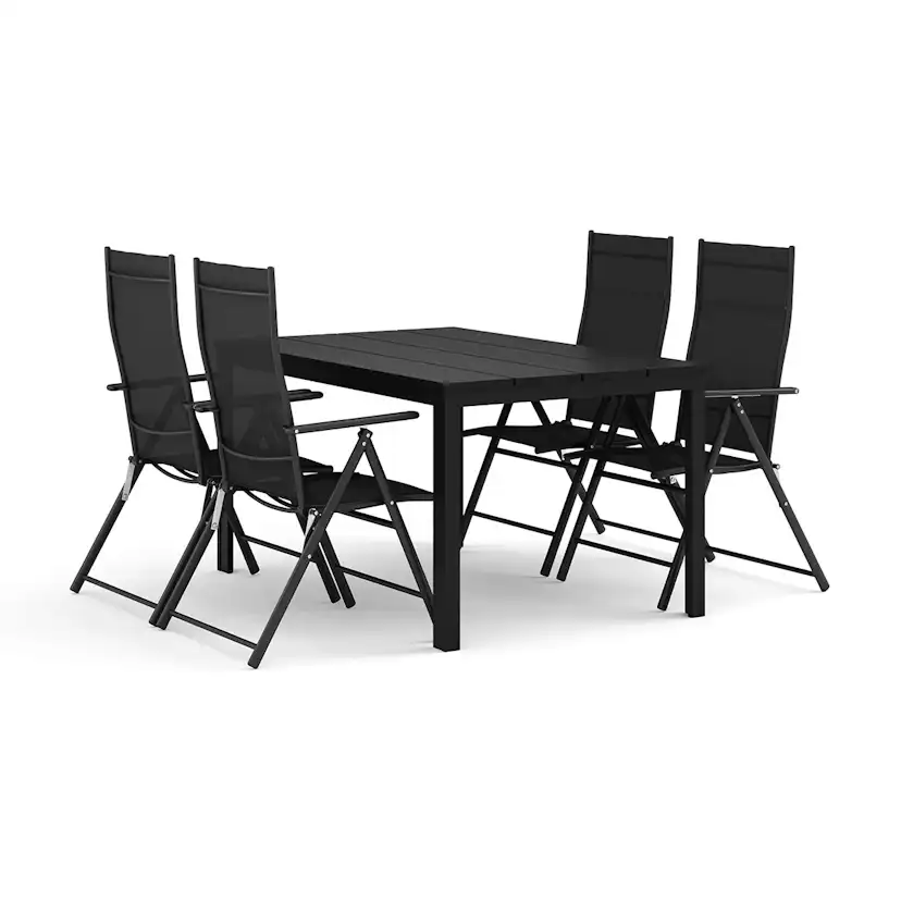 Trädgårdsgrupp Comfort Garden Tunis utomhus matgrupp 140x90 cm med 4 positionsstolar