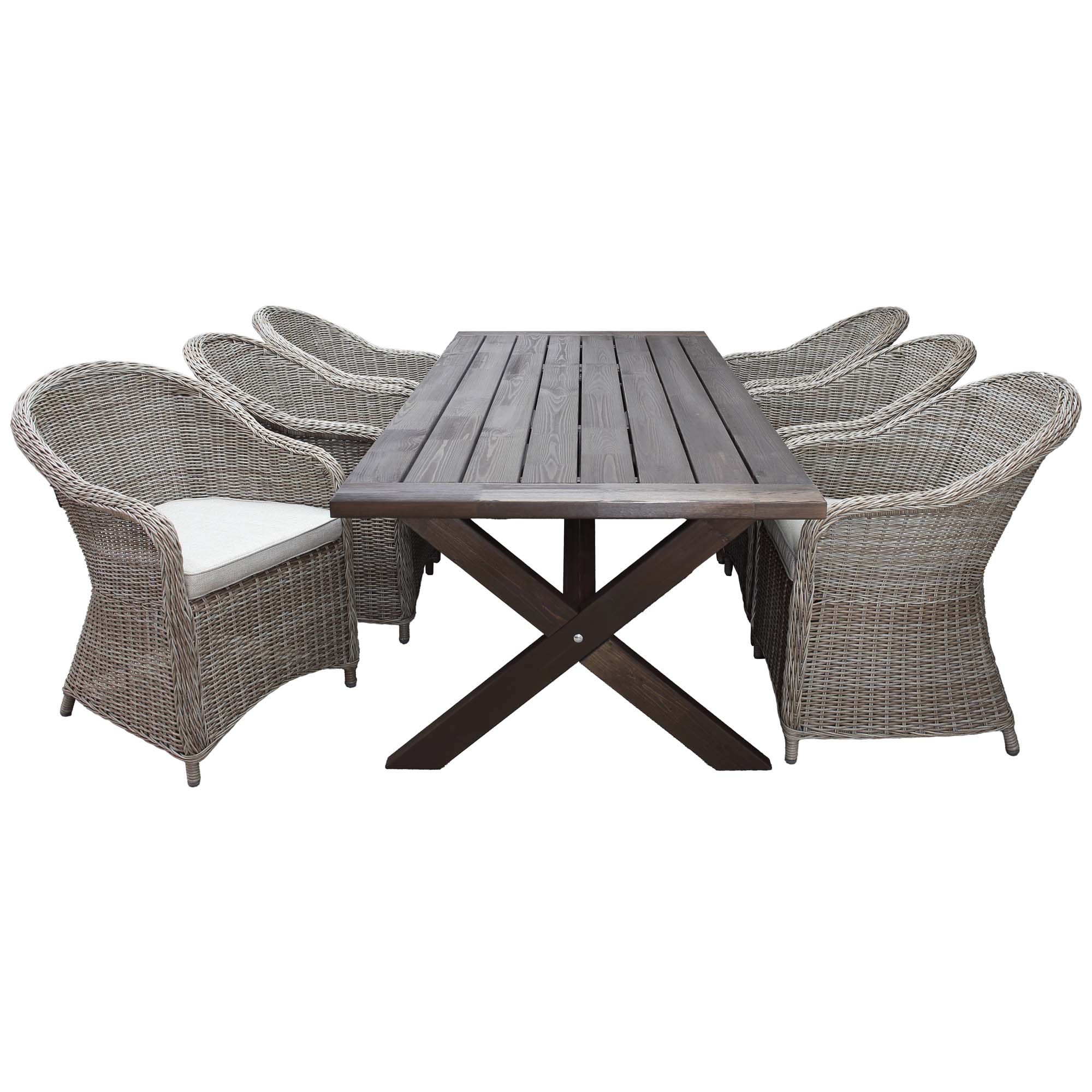 Matgrupp Utomhus Baltic Garden 220 cm bord & 6 Belize naturfärgade stolar