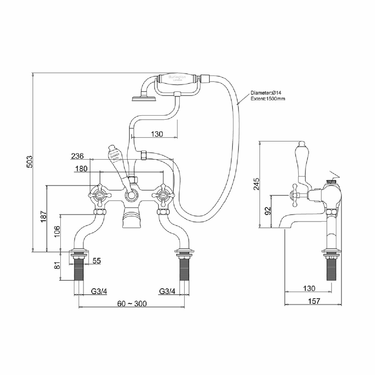 Badkarsblandare Burlington CL15 Claremont