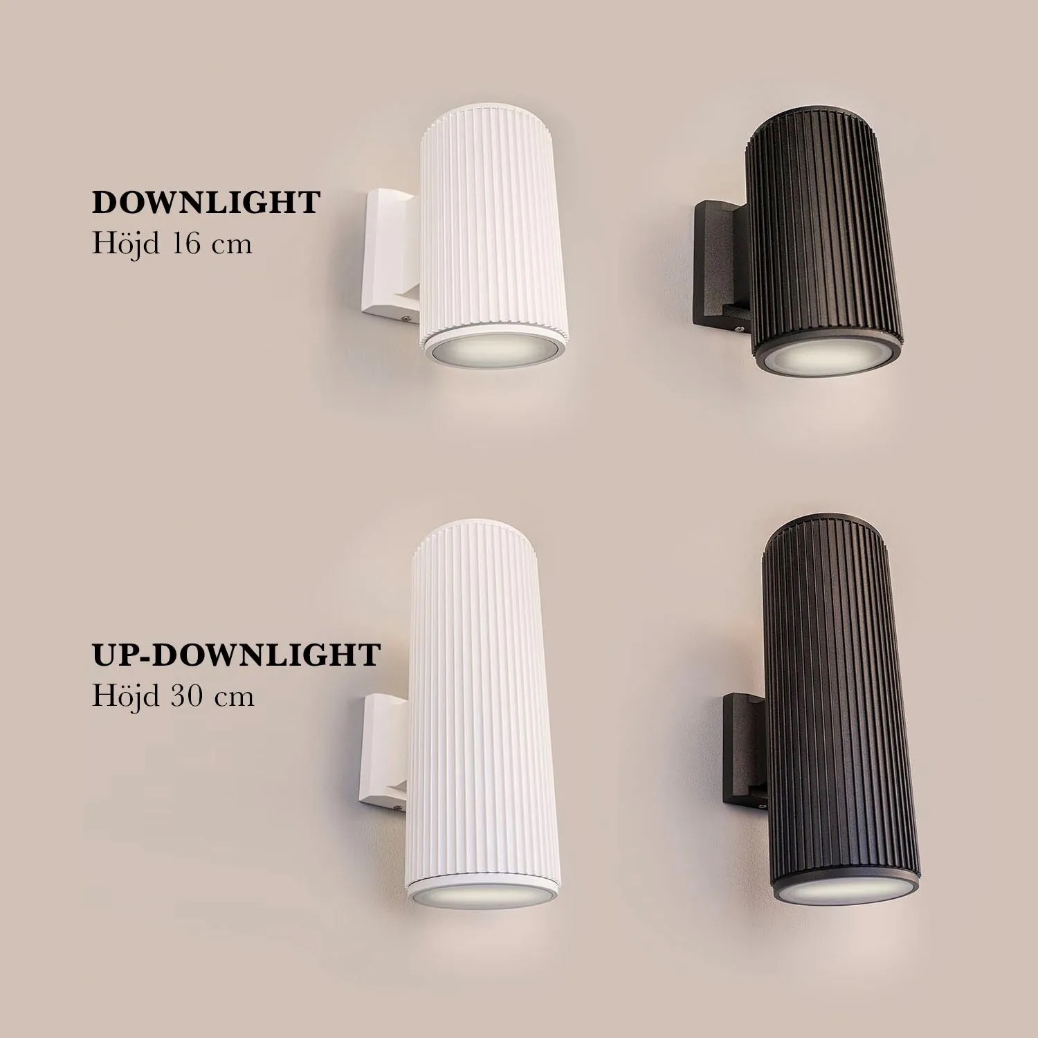 Vägglampa Utomhus Svart Downlight H16cm - Tylösand Färg: Svart