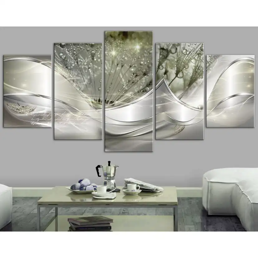 Tavla Arkiio SparklIng Dandelions Green Wide 5 delar