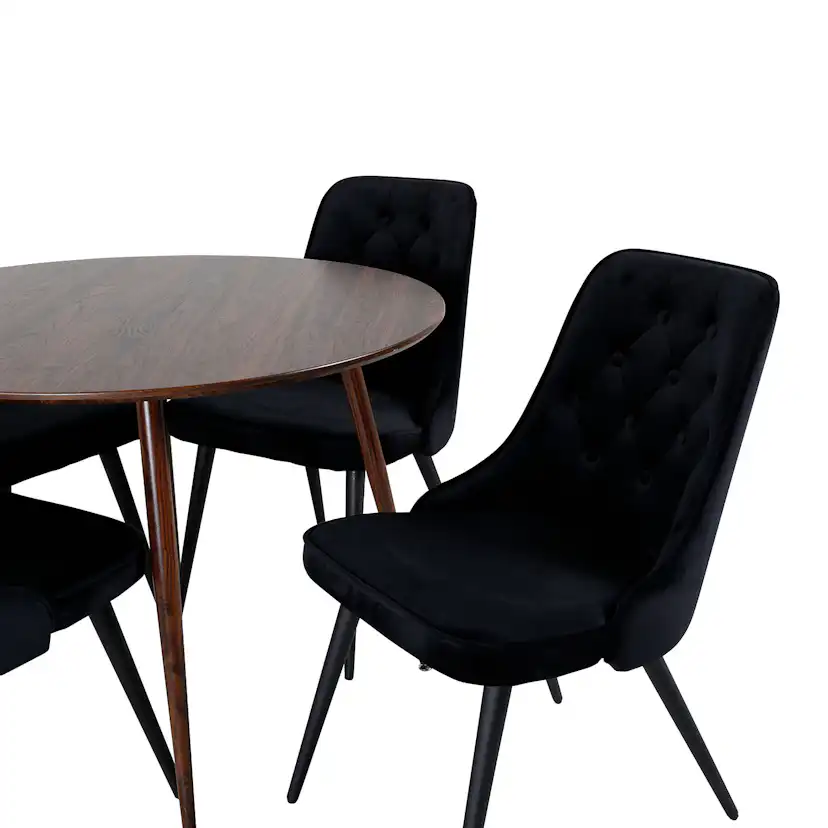 Matgrupp Venture Home Plaza med 4 Velvet Deluxe stolar