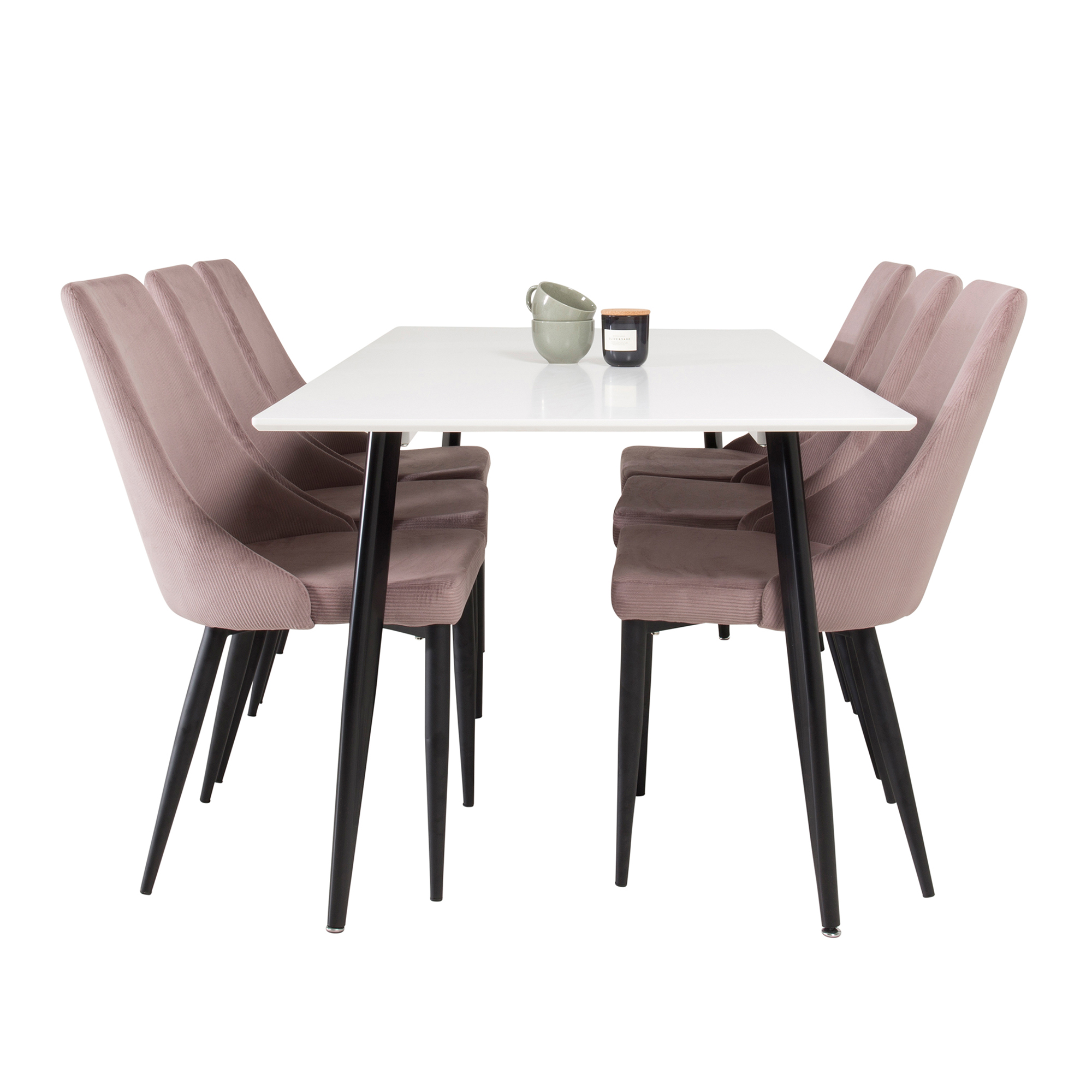 Matgrupp Venture Home Pobbie med 6 Laura Stolar Svarta Ben