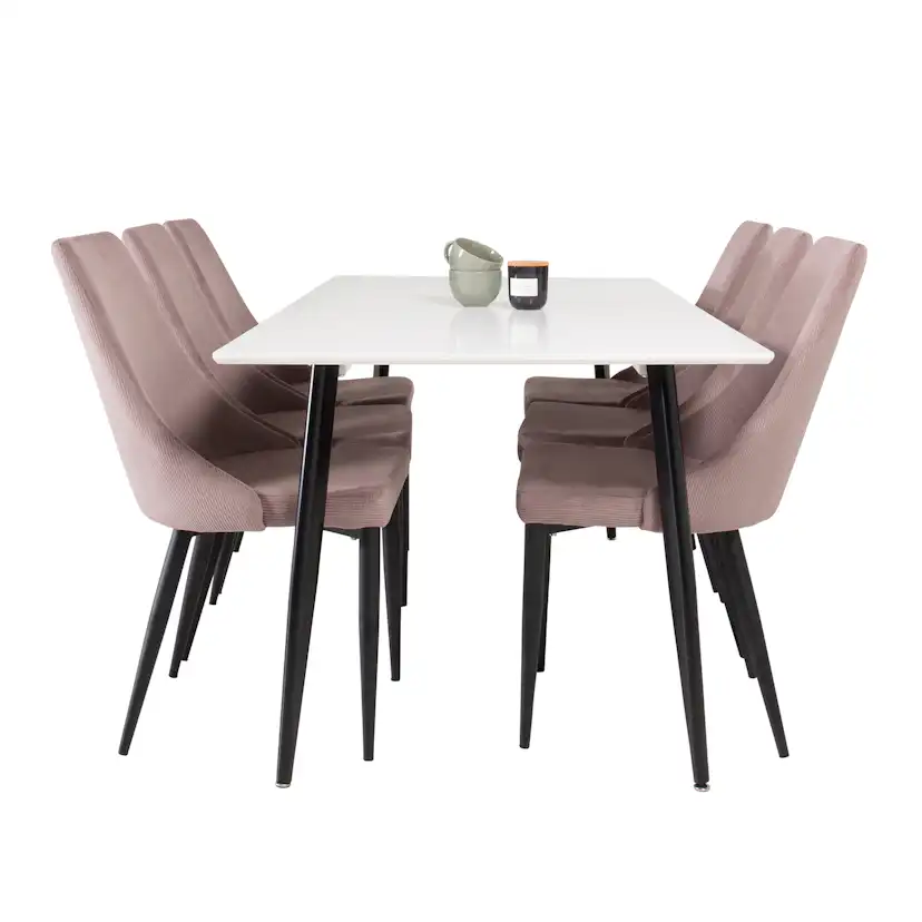 Matgrupp Venture Home Pobbie med 6 Laura Stolar Svarta Ben