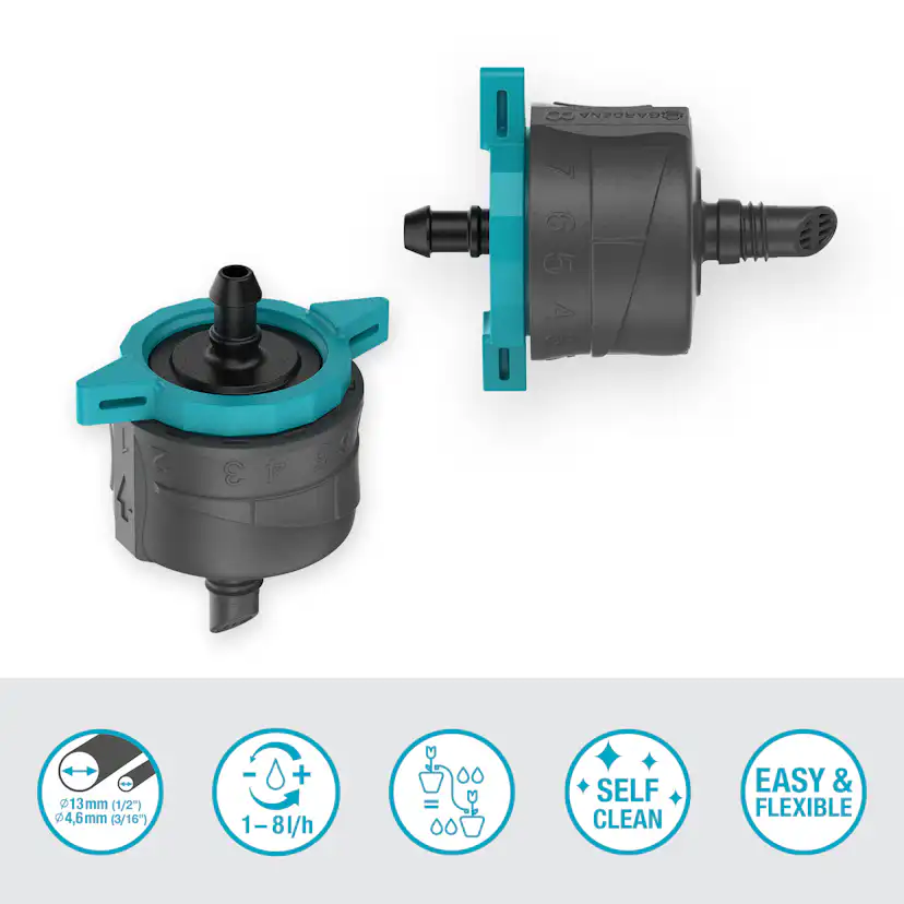 Droppspridare Gardena Micro-Drip Ställbar 1-8 l/h Tryckregelrande