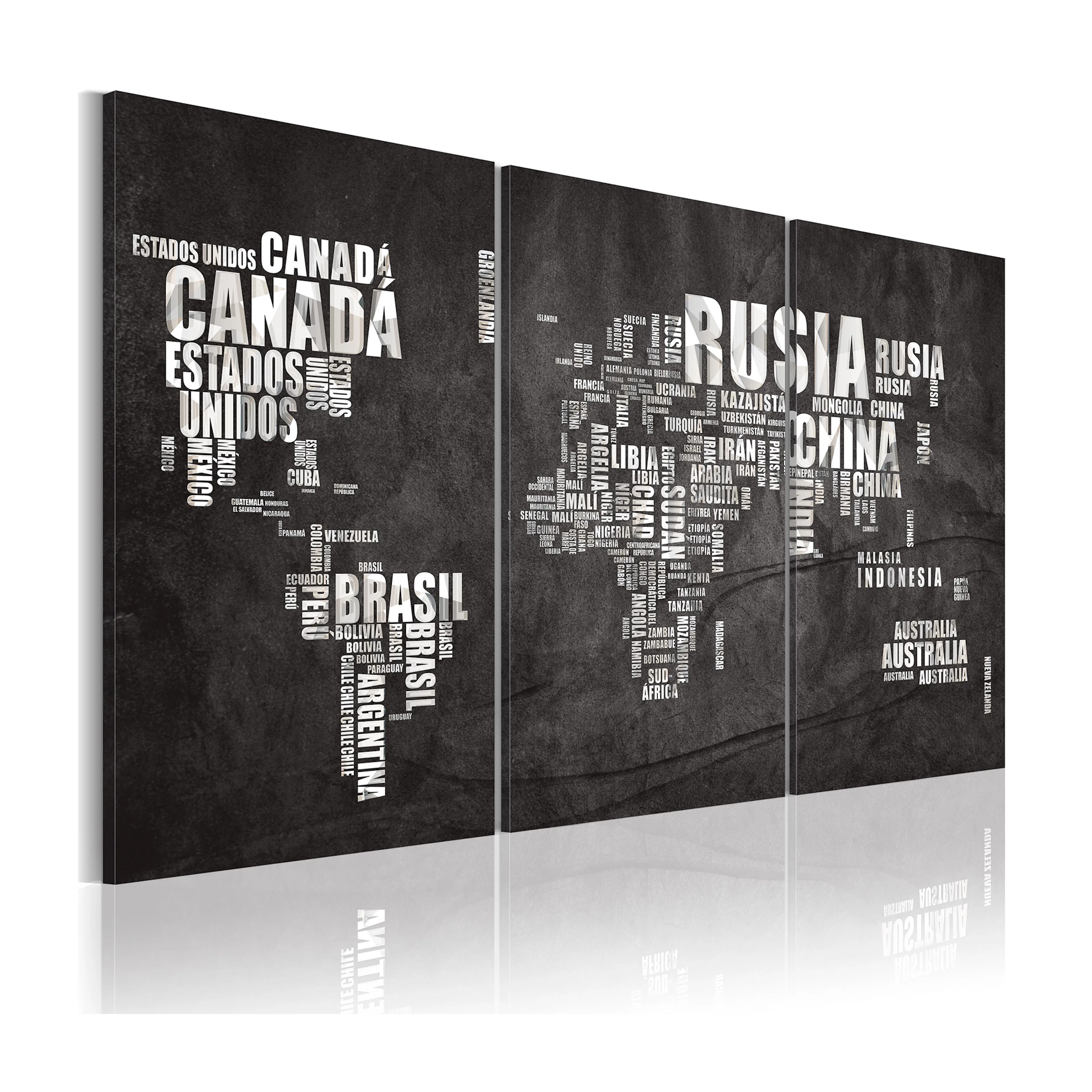 Tavla Arkiio Karta Över Världen Spanska Språket Triptych