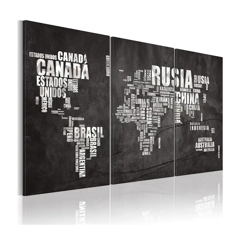 Tavla Arkiio Karta Över Världen Spanska Språket Triptych