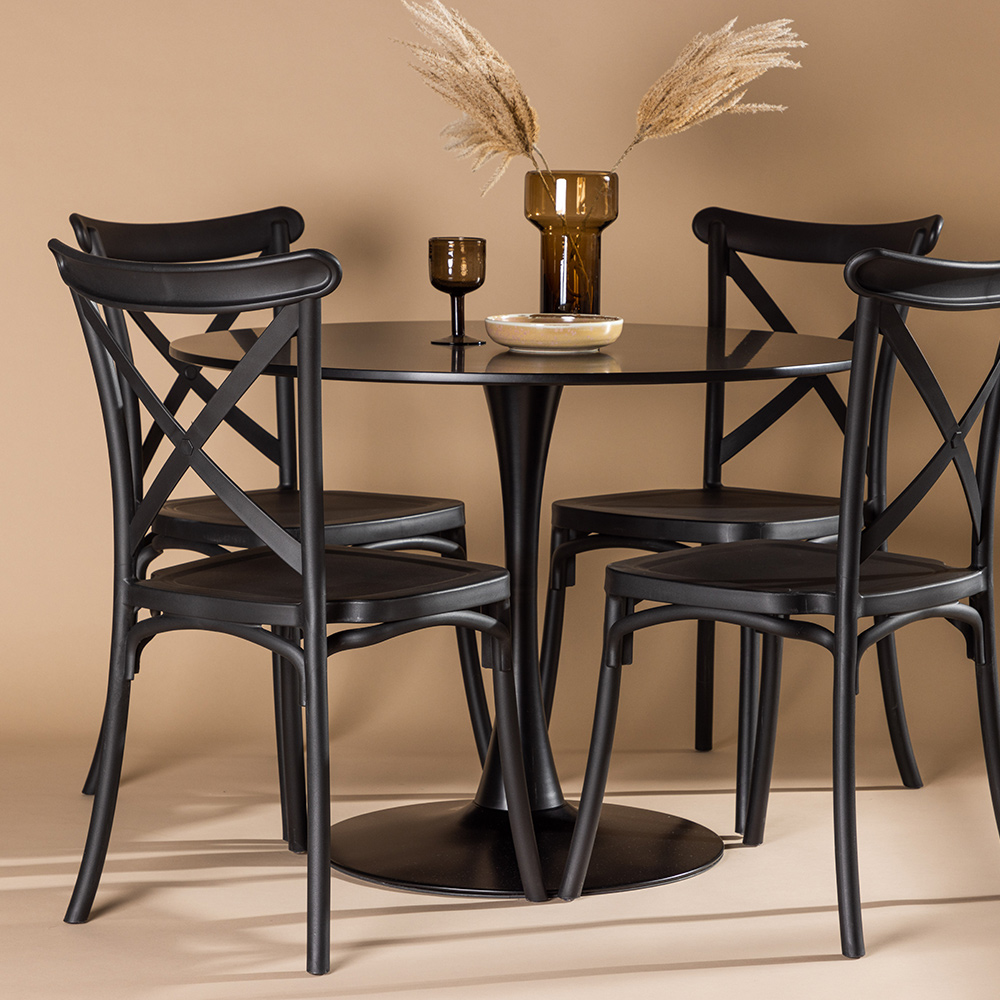 Matgrupp Venture Home Glade Ø 100 cm med 4 Crosett Stolar