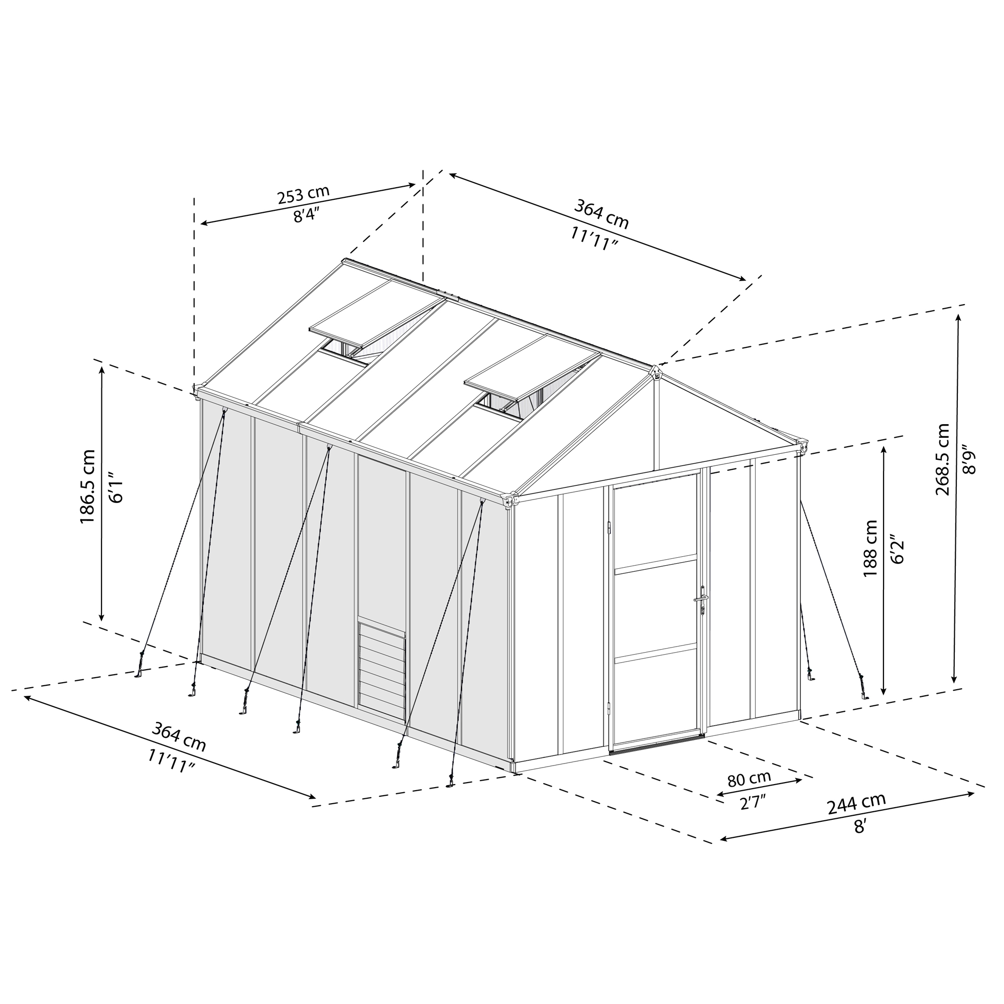 Växthus Canopia by Palram Glory 9,2 m² Mörkgrå