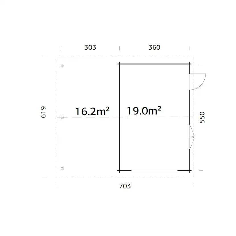 Roger 19,0+16,2 m2 kit PNT7042W2 Målad ljusgrå RAL7042 + vit RAL9016