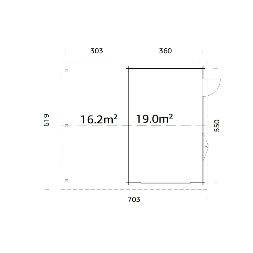 Roger 19,0+16,2 m2 kit PNT7042W2 Målad ljusgrå RAL7042 + vit RAL9016