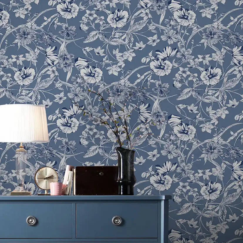 Tapet Laura Ashley Summerhill Midnight Blå 118486