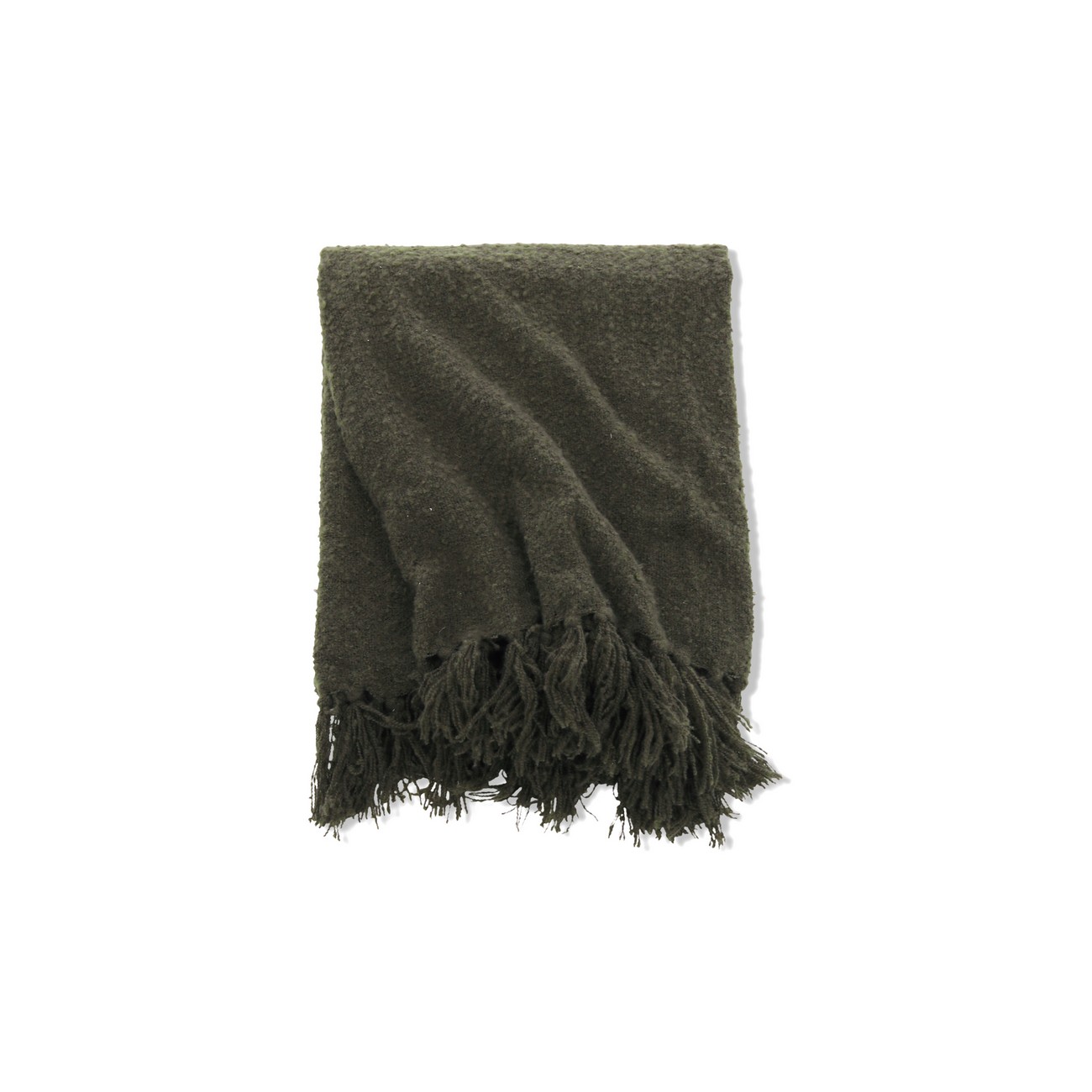 Stanly Throw poly/ribbon/tassels - Grey / - 130*170 Grön