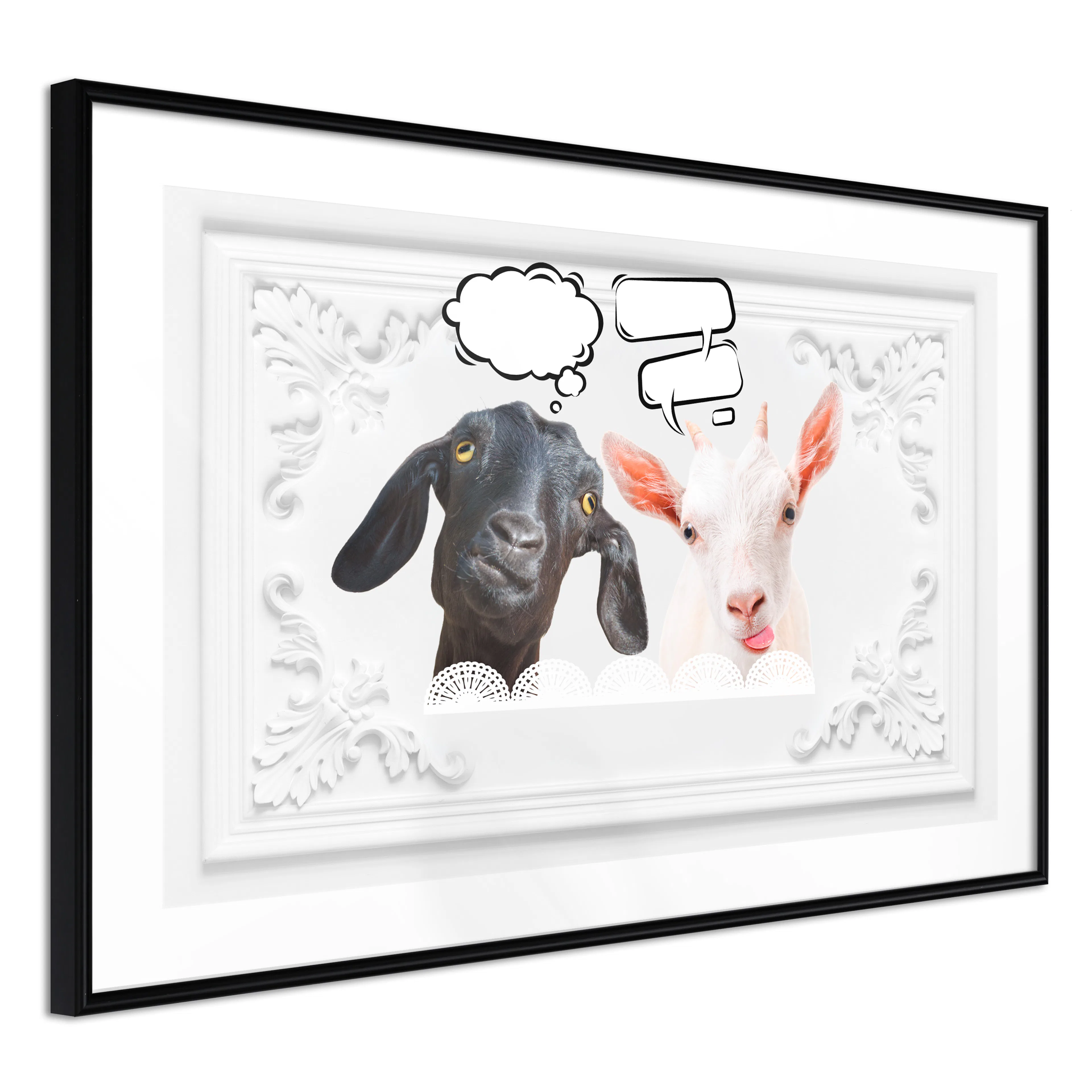 Affisch - Funny Goats [Poster] 60x40 Svart ram, 60x40 cm