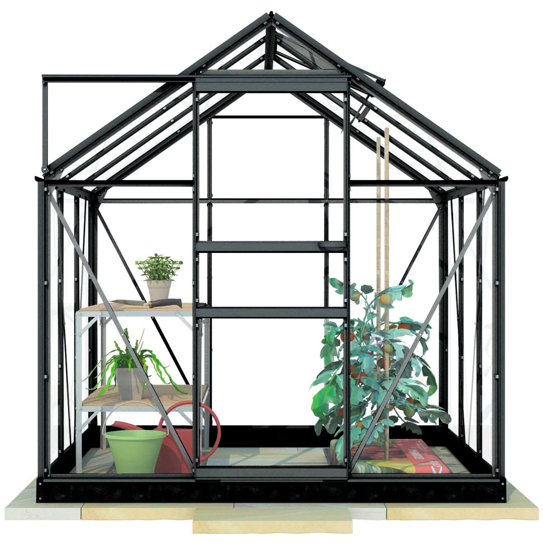 Lykke Växthus Glas 8,2m2, svart BxH: 320,4x254,7 cm