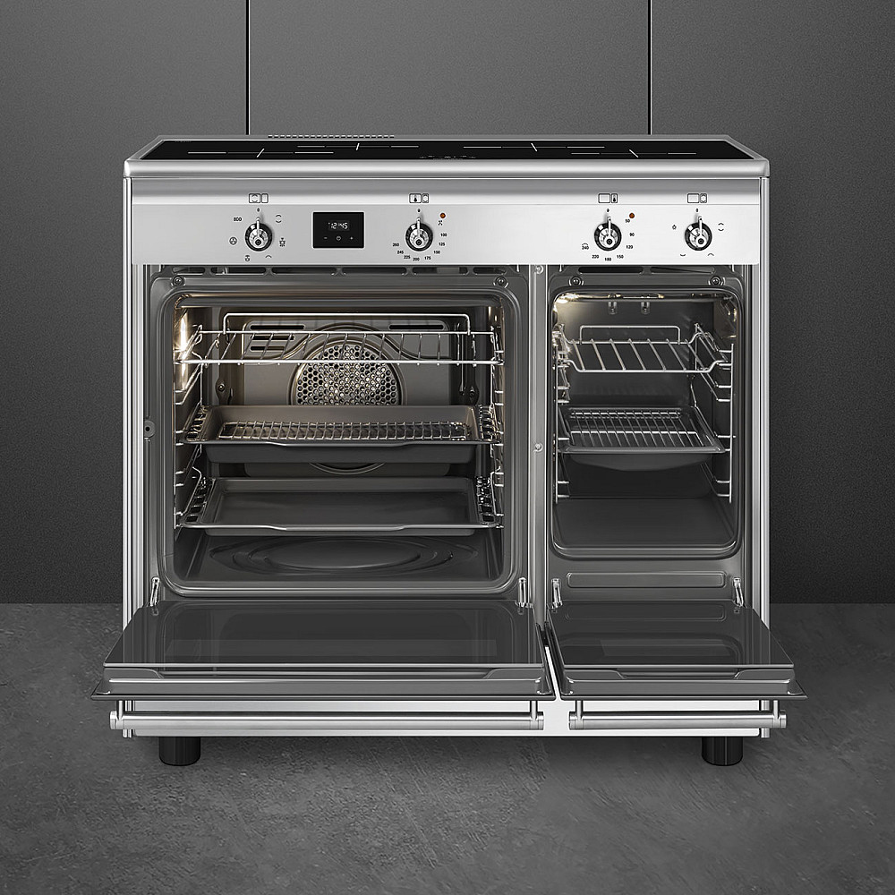 Induktionsspis Smeg - CX92IM, Rostfri med Dubbelugn