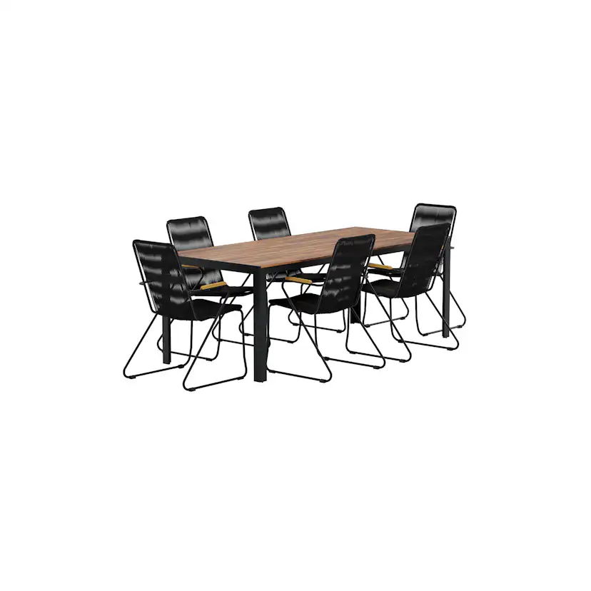 Matgrupp Utomhus Venture Home Bois 90x205 cm med 6 st Bois Trädgårdsstolar