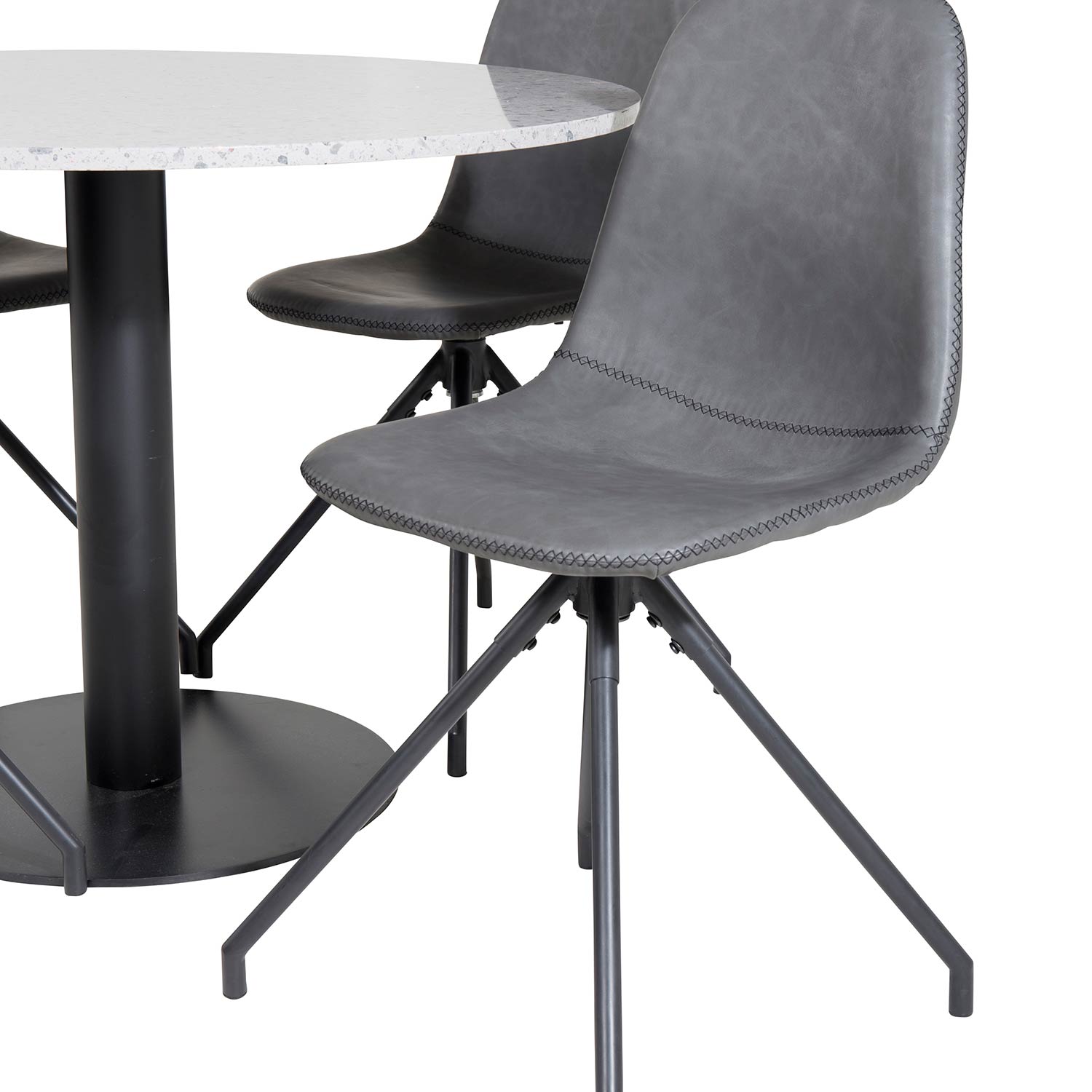 Matgrupp Venture Home Roxanna med 4 Pobbie Stolar med Snurrfunktion Konstläder Runt