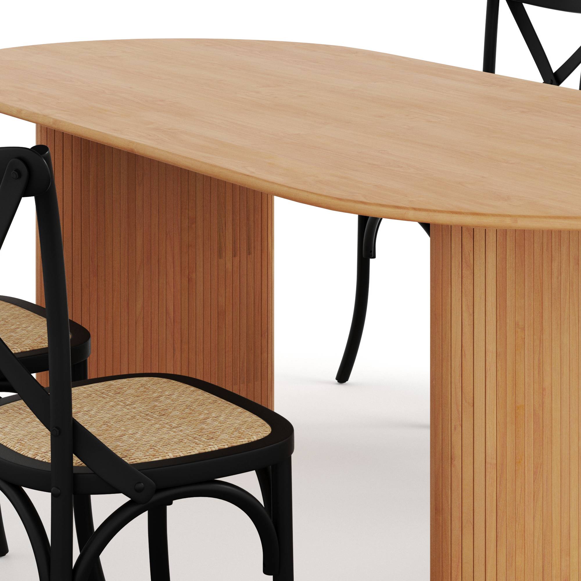 Matgrupp Basic Home Noira Ovalt Matbord 220 cm med 6 Kalb Matstol