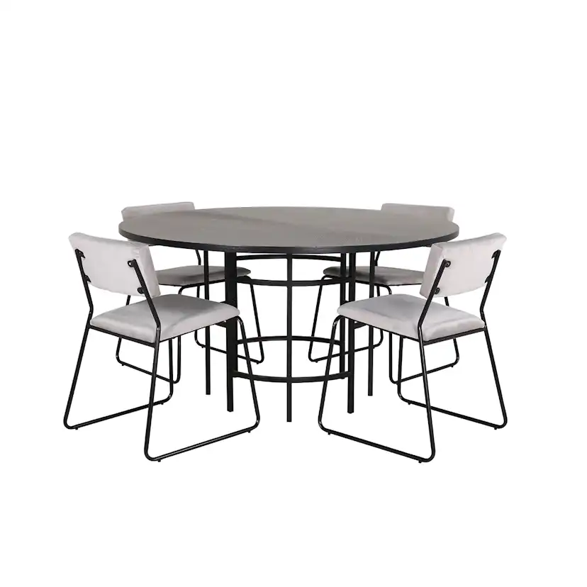 Copenhagen - Dining Table round - Black / Black+Kenth Chair Grå/Svart