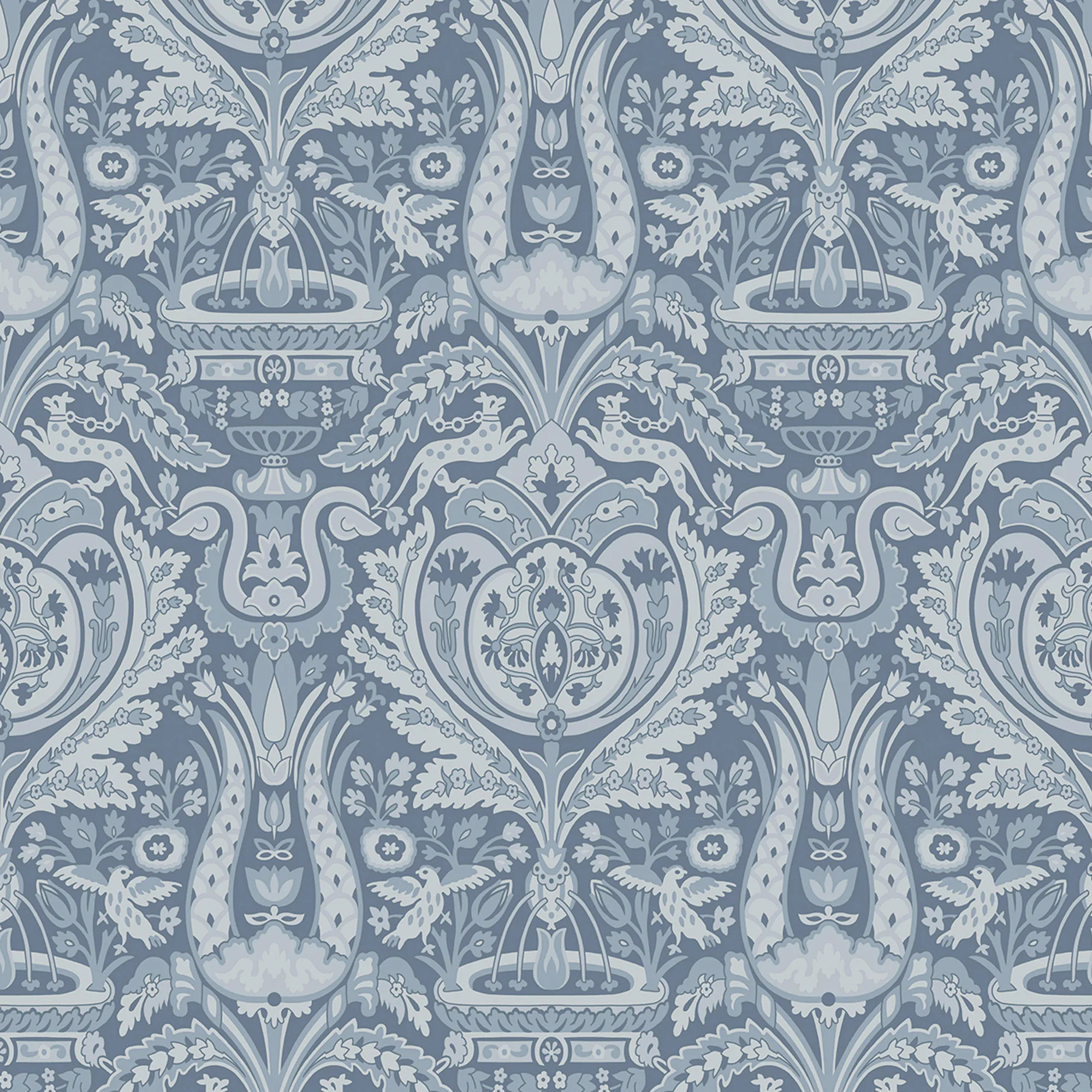 Tapet Laura Ashley Heraldic Damask Dusky Seaspray