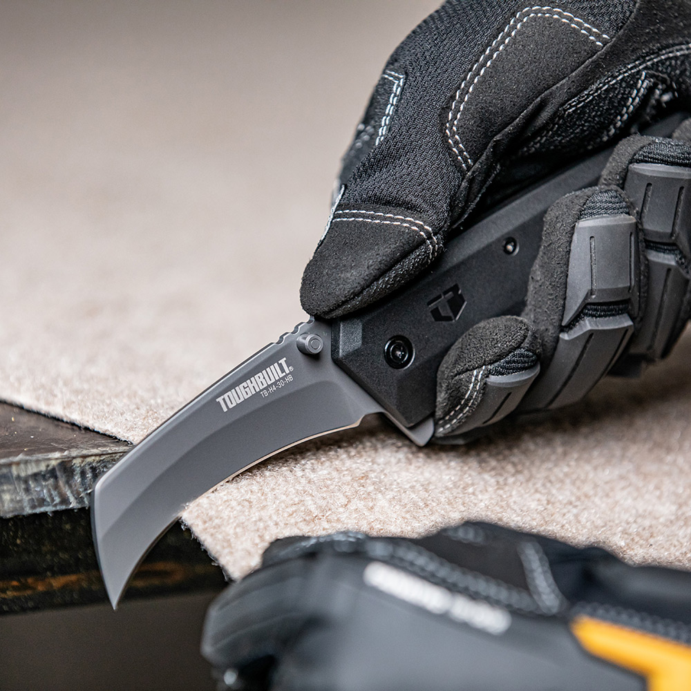 Fällkniv Toughbuilt Hawkbill Svart RF Blad H4-30