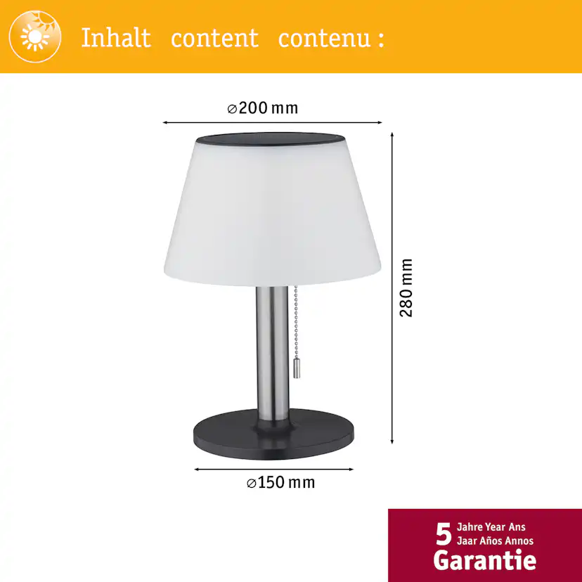 Portabel Solcellslampa Paulmann Lillesol 3-Step-Dim IP44