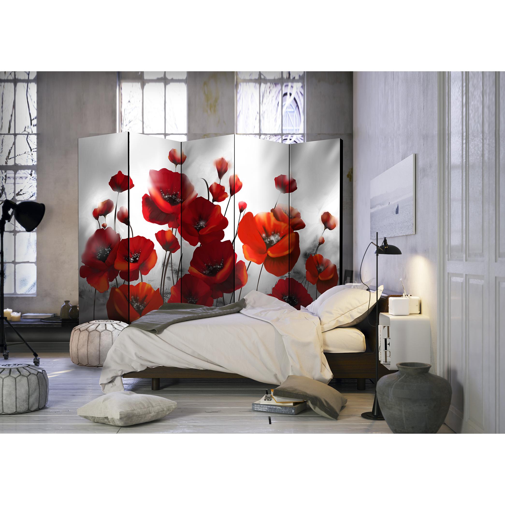 Rumsavdelare Arkiio Poppies in the Moonlight II Röd/Svart/Vit 225x172 cm