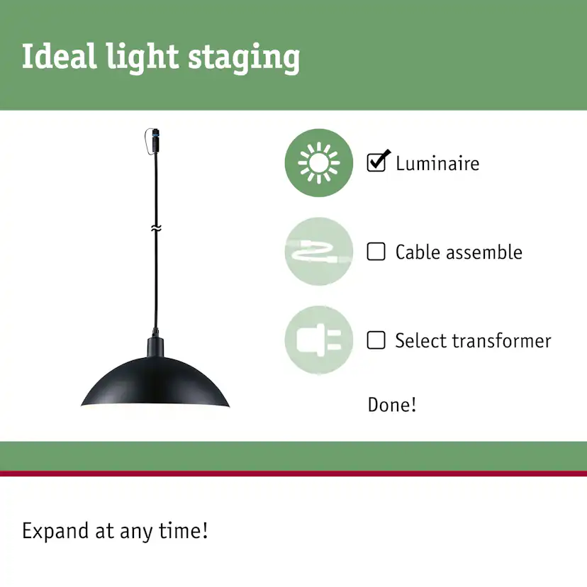 Pendellampa Paulmann Mapalo Plug & Shine IP44 24V