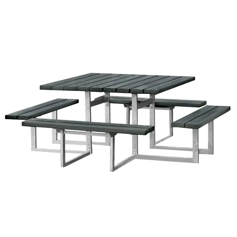 Picknickbord Hortus Nonwood Antracit Galvaniserad Ram 8 Personer