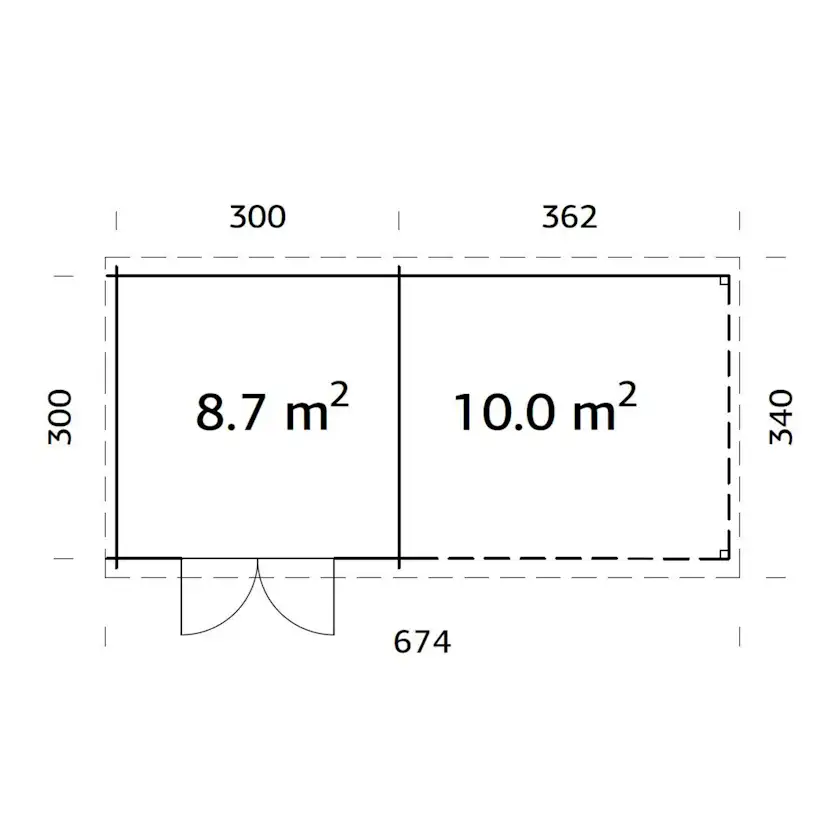 Ella 8,7+10,0 m2 Brun dippad