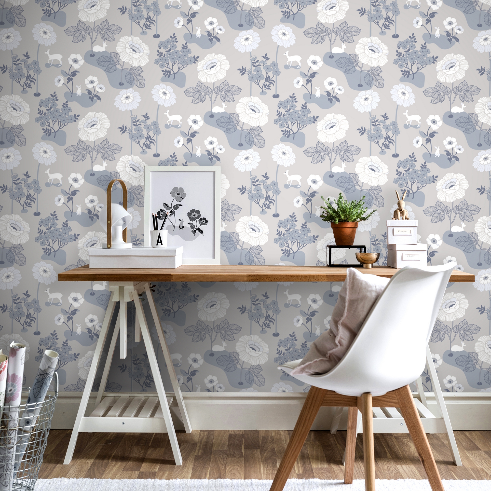Tapet Duro 1900 Blomsteräng Grå 398-04