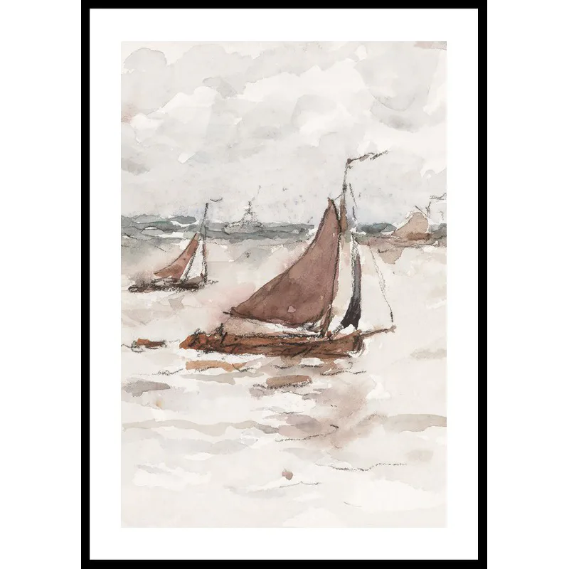 Zeilende Vissersschepen Op De Schelde By Carel Nicolaas Stor 70x100 cm