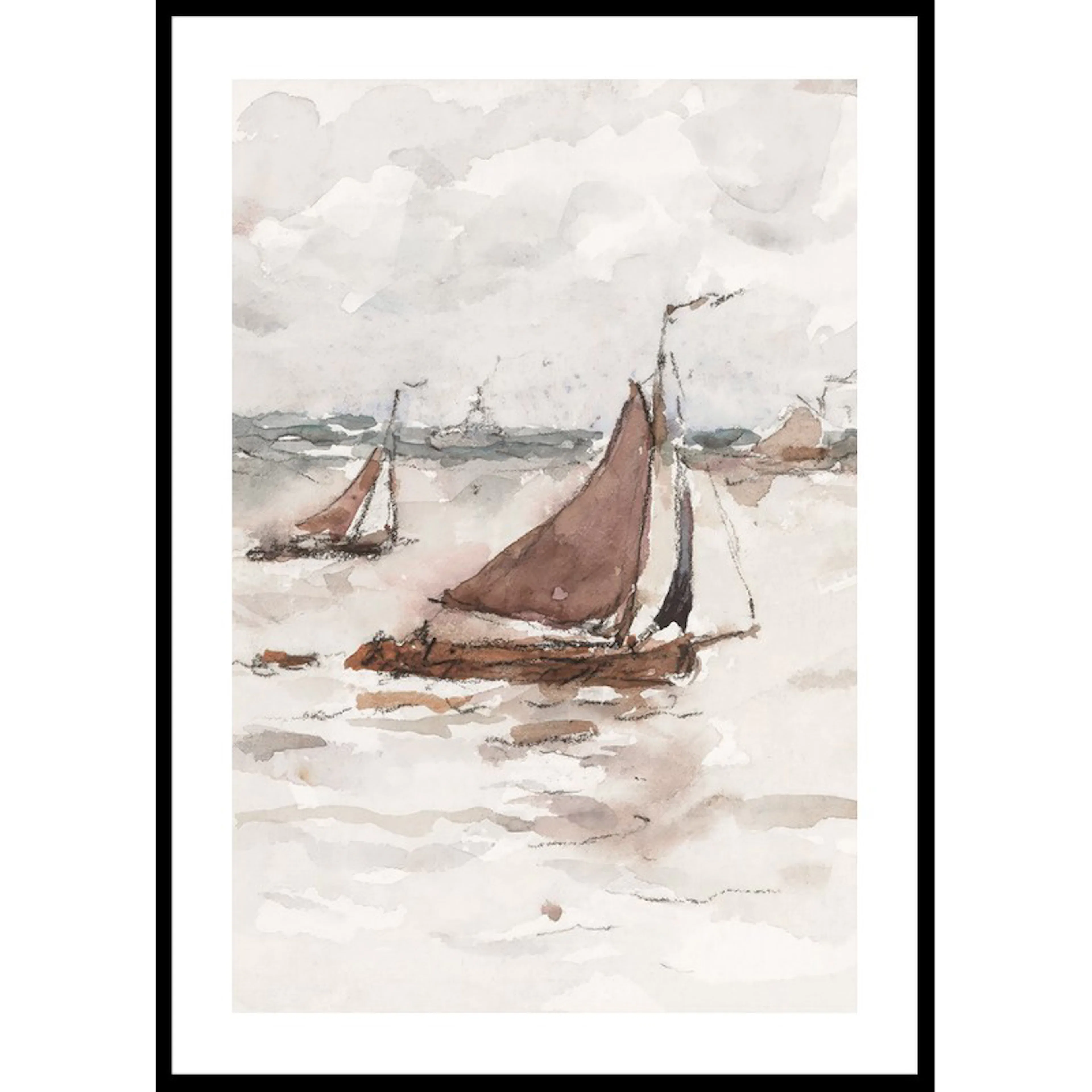 Zeilende Vissersschepen Op De Schelde By Carel Nicolaas Stor 70x100 cm