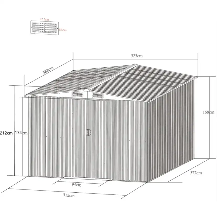 Redskapsbod Metalcraft 12,5 m² Förråd med Bas Svart
