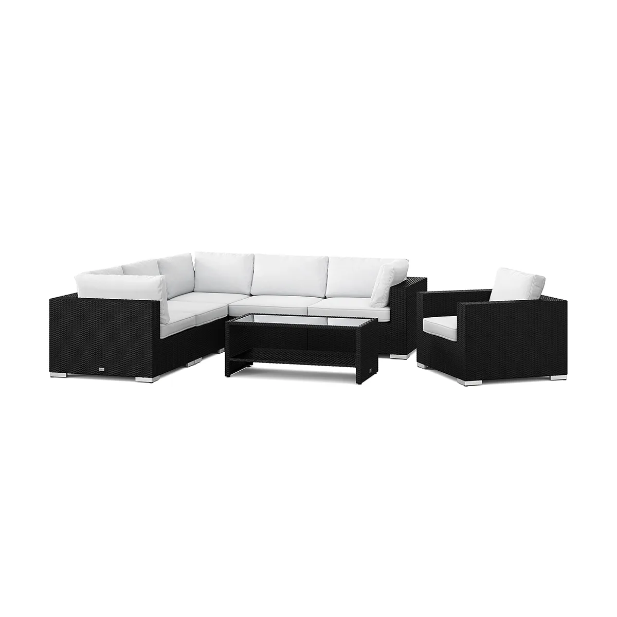 Loungegrupp Comfort Garden Bahamas utomhus hörnsoffa 6-sits vändbar med fåtölj och bord med hylla