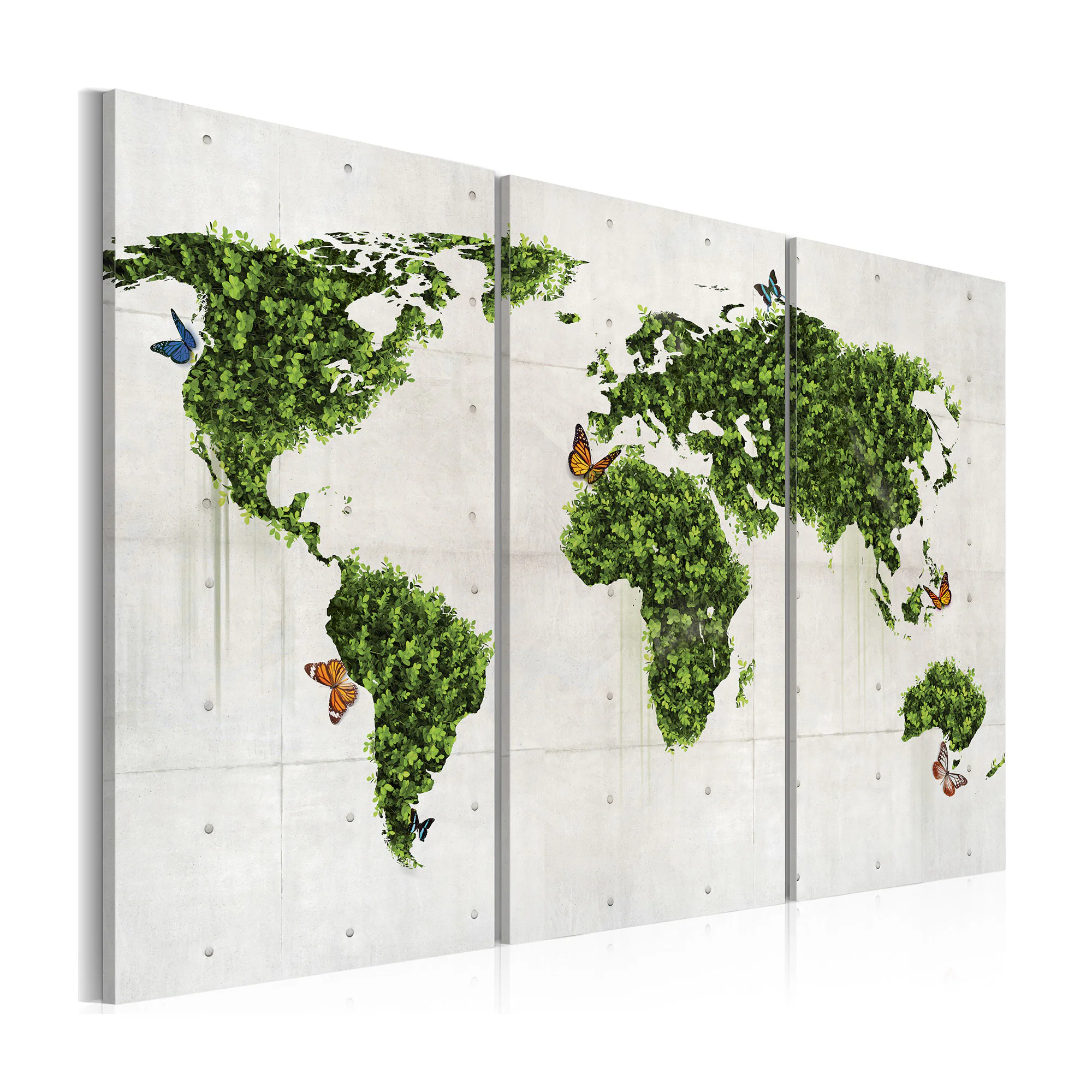 Tavla Arkiio Grönt Land Fjärilar Triptyk