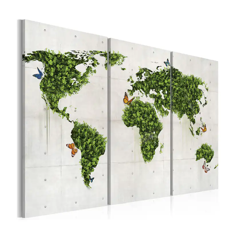 Tavla Arkiio Grönt Land Fjärilar Triptyk